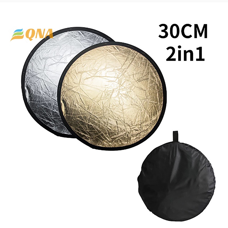 [QNA] ใหม่ แผ่นสะท้อนแสง ทรงกลม สีทอง สีเงิน 30 ซม. 2 In 1 สําหรับถ่ายภาพ