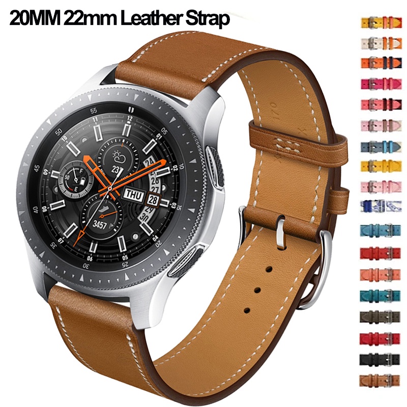 สายนาฬิกาข้อมือหนัง 20 มม. 22 มม. แบบเปลี่ยน สําหรับ Samsung Galaxy watch 6 5 4 40 มม. 44 มม. Samsung Gear S2 S3 Galaxy Active 1 2
