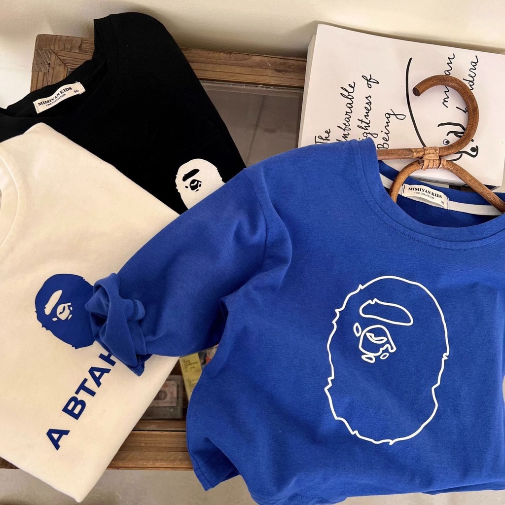【Kid Top】เสื้อยืดแขนยาว คอกลม ผ้าฝ้าย ทรงหลวม พิมพ์ลาย สไตล์เกาหลี แฟชั่นสําหรับเด็กผู้ชาย และผู้หญิง (1-13 ปี)