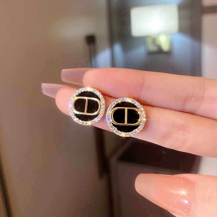 ใหม่ ต่างหูเพชร รูปตัวอักษร สวยหรู สไตล์เกาหลี - รูปที่ 5