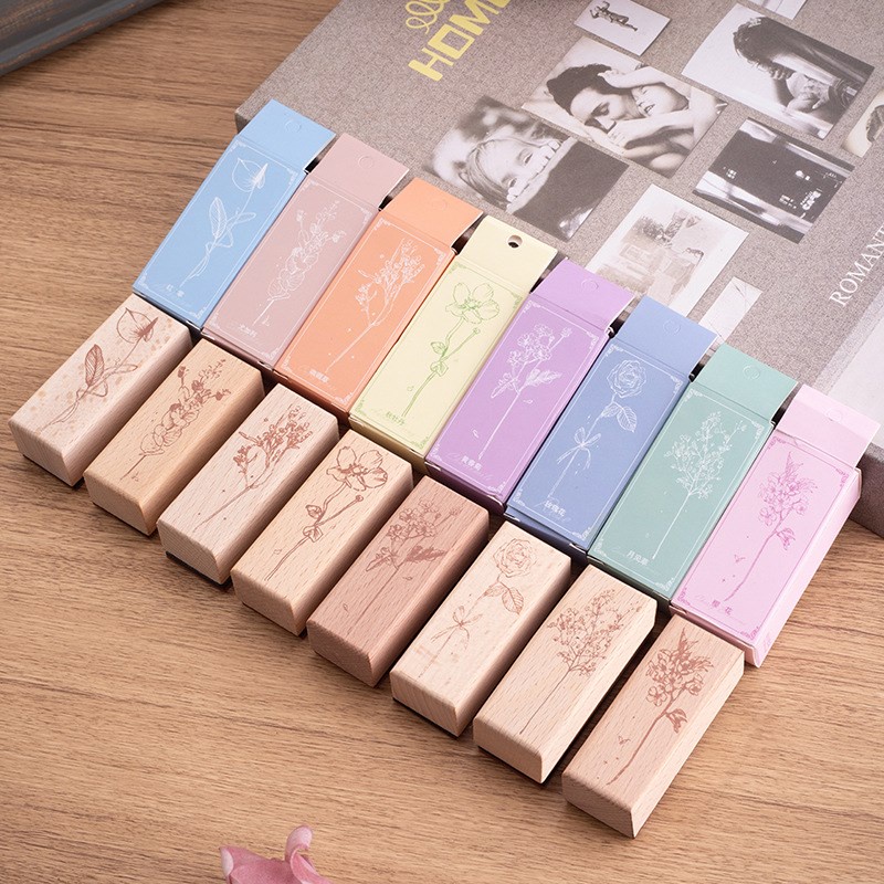 แสตมป ์ ยางไม ้ ดอกไม ้ และพืชรูปแบบแสตมป ์ ชุดสําหรับ DIY Craft Card Scrapbooking อุปกรณ ์