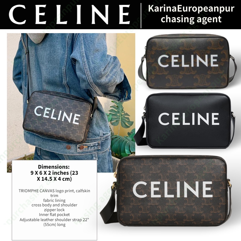 เซลีนCeline Celine bag Men/Shoulder Bag กระเป๋า Celine/กระเป๋ากล้อง/กระเป๋า Messenger ขนาดกลาง