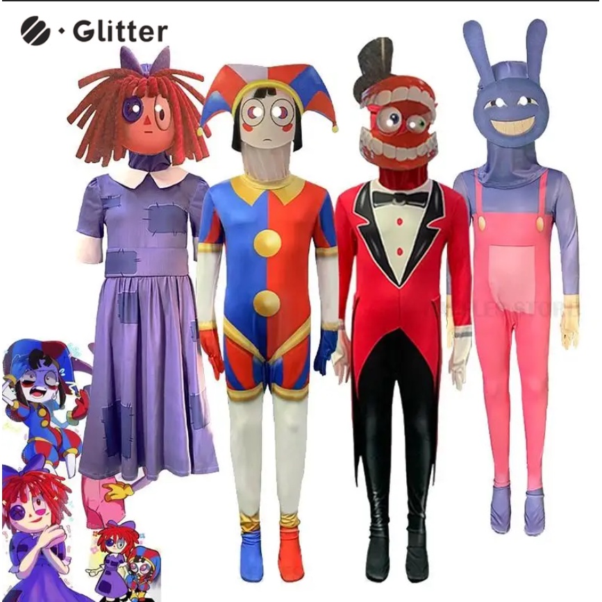 ชุดจั๊มสูท ชุดคอสเพลย์ดิจิทัล The Amazing Digital Circus Pomni Jax Caine สีม่วง สําหรับผู้ชาย และผู้