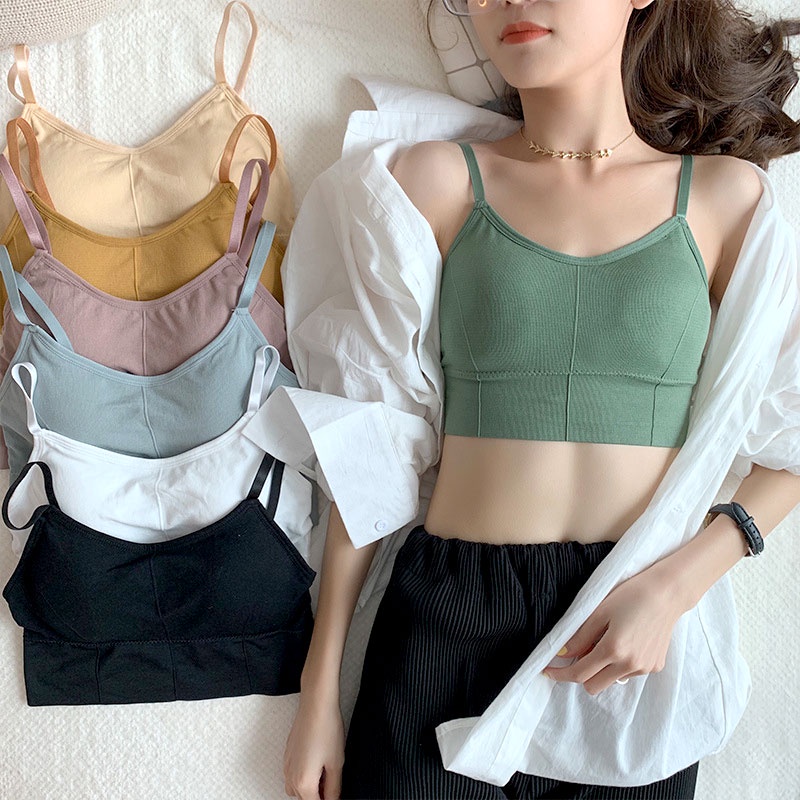 บรา เสื้อสายเดี่ยวมีฟองน้ำในตัว สีพื้น หลายสีให้เลือก สินค้าที่ต้องมีในตู้เสื้อผ้า