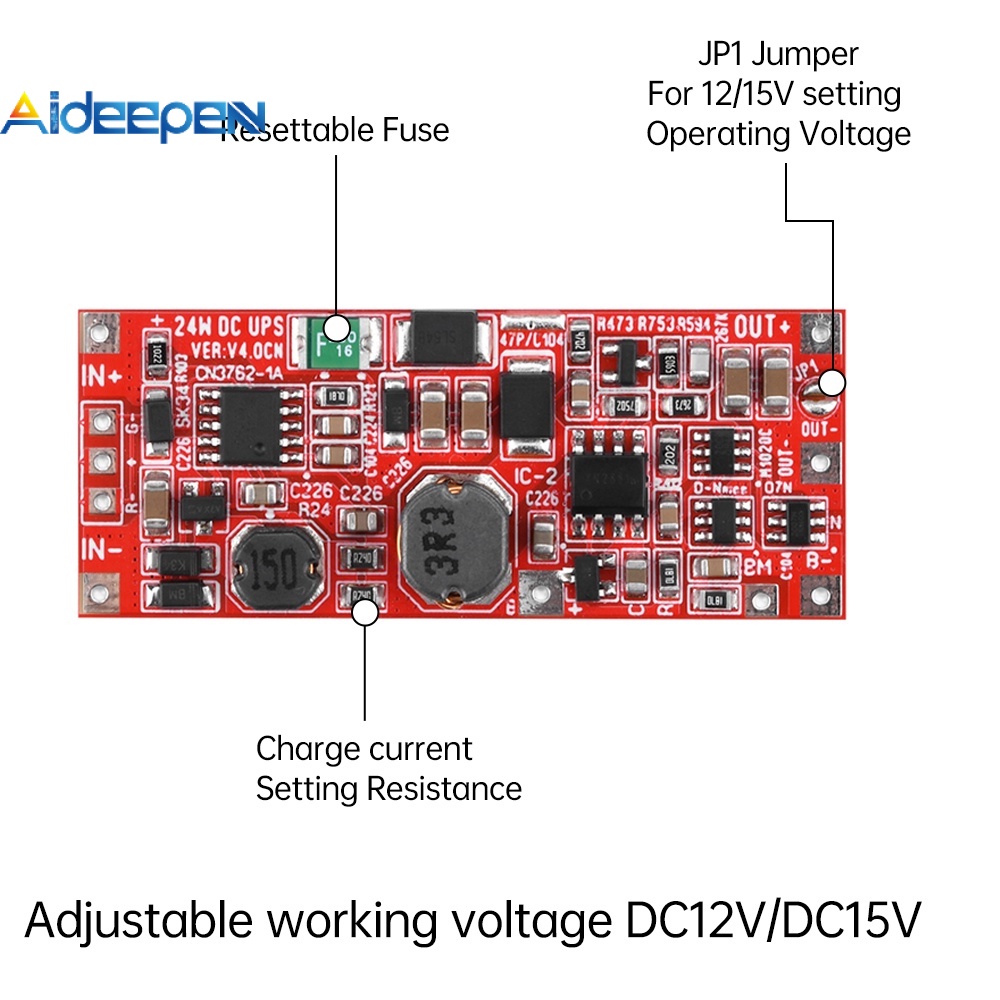 Aideepen โมดูลพาวเวอร์ซัพพลาย DC 12V 15V 24W 18W UPS