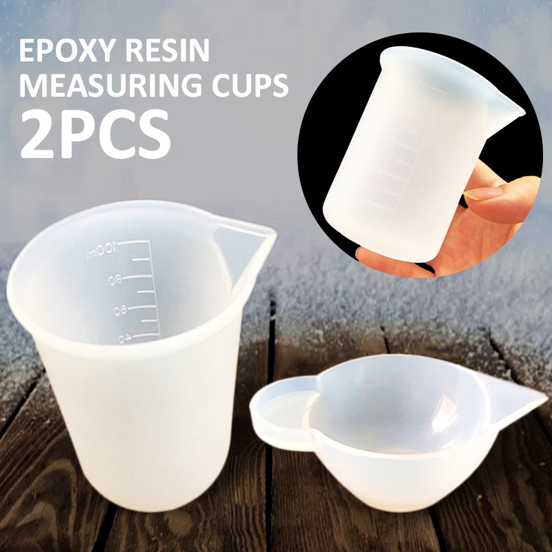 2pcs Silicone Epoxy Resin Mixing Measuring Cups DIY Jewelry Making Tools