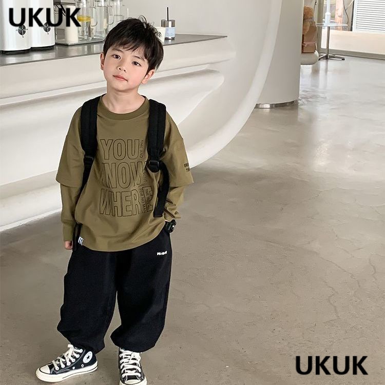 เสื้อกันหนาว ผ้าฝ้ายแท้ แบบหนา เข้ากับทุกการแต่งกาย แฟชั่นฤดูใบไม้ผลิ และฤดูใบไม้ร่วง สไตล์เกาหลี สําหรับเด็กผู้ชาย