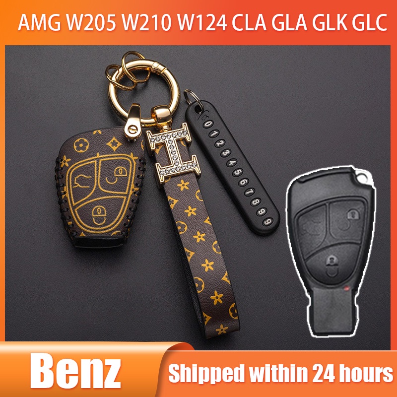 ปลอกกุญแจ For Mercedes Benz AMG W205 W210 W211 W124 CLA GLA GLK AMG GLC พวงกุญแจรถยนต์