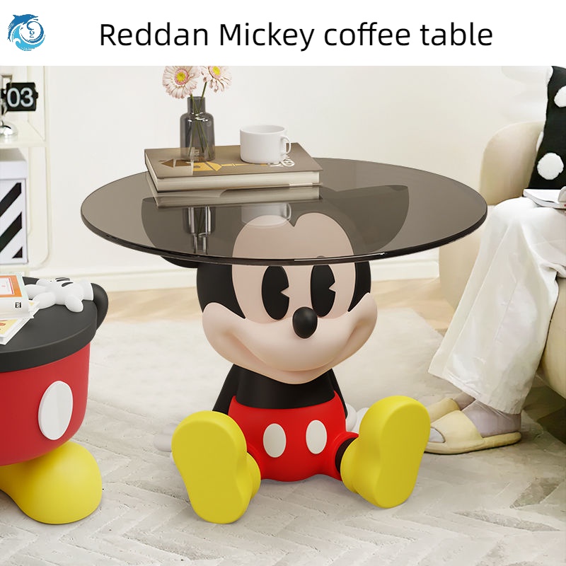 Ruidedan โต๊ะกาแฟ ทรงกลม ขนาดเล็ก ลายการ์ตูนมิกกี้ เรียบง่าย สไตล์โมเดิร์น สําหรับตกแต่งบ้าน ห้องนั่งเล่น