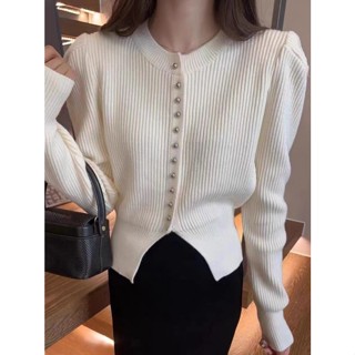 GAKKI เสื้อยืดสเวตเตอร์เข้ารูปพอดีเอวผู้หญิงแขนยาว ผ้านิ่มใส…