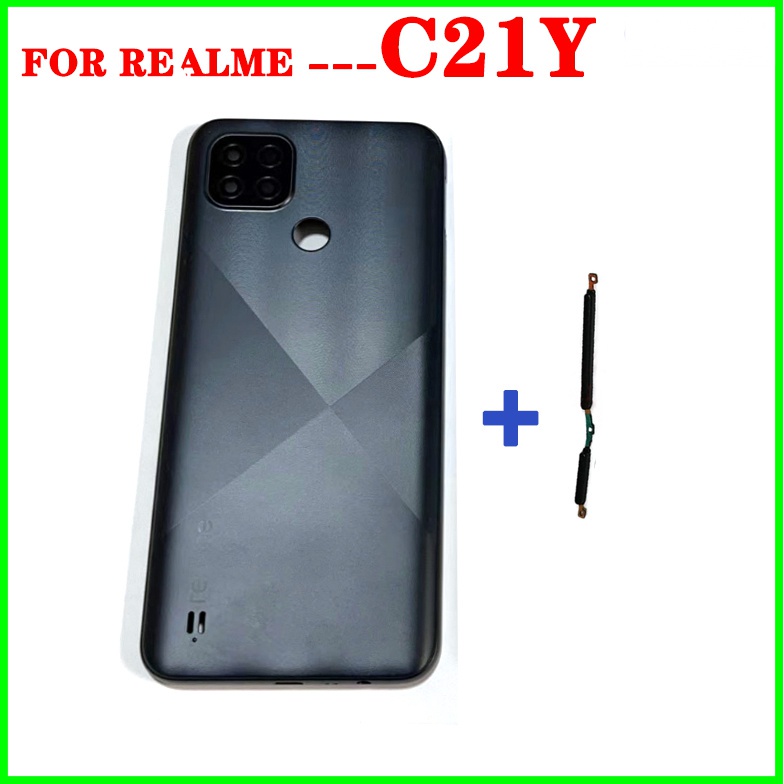 ฝาหลังแบตเตอรี่สําหรับoppo Realme C21Yฝาครอบแบตเตอรี่ด้านหลังประตูพร้อมเลนส์กล้องหลักด้านข้างปุ่มสวิทช์