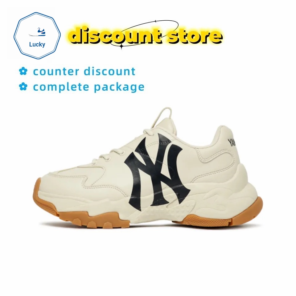 ของแท้ MLB Big Ball Chunky 3ASHC101N-50BGL Men's and Women's Clunky Sneaker