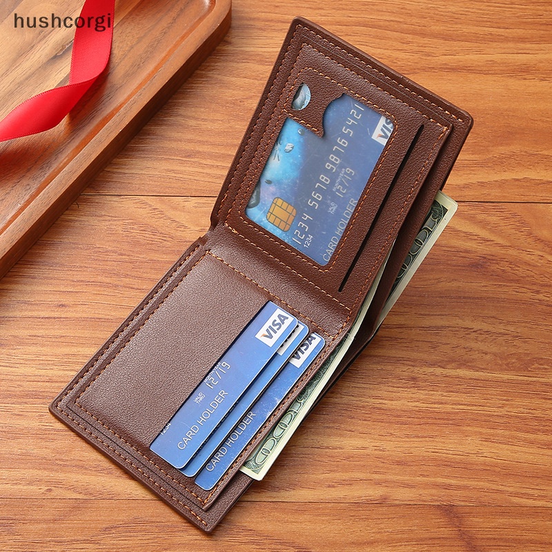 [hushcorgi] ใหม่ กระเป๋าสตางค์ ใบสั้น หนัง PU สไตล์วินเทจ ใส่บัตรประจําตัวประชาชน เปลี่ยนเงินได้ ความจุขนาดใหญ่ สําหรับผู้ชาย พร้อมส่ง