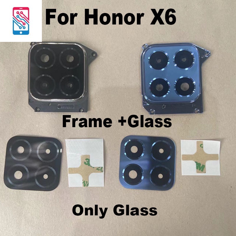 ของแท้ เลนส์กระจกด้านหลัง แบบเปลี่ยน พร้อมกรอบสติกเกอร์ สําหรับ Huawei Honor X6 VNE-LX1 VNE-LX2 2022