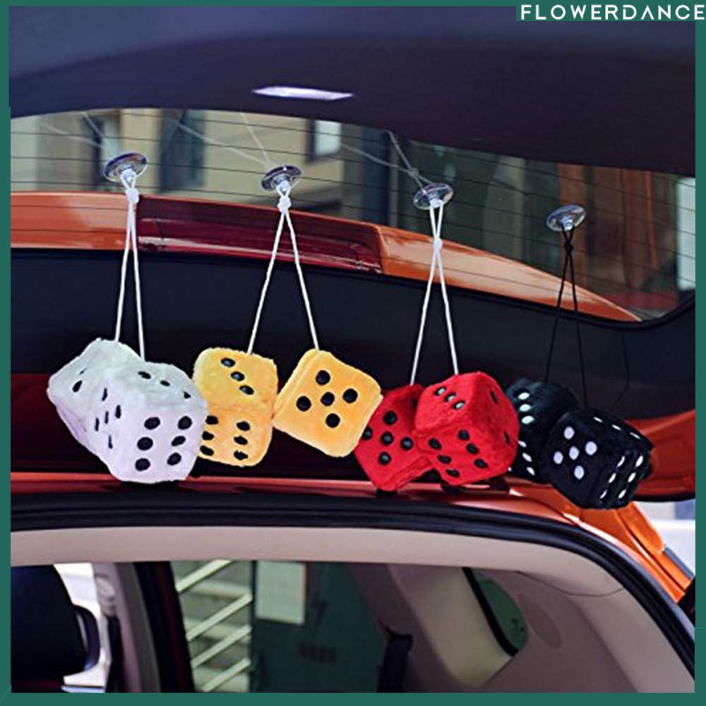 ใหม่Multicolor Plush Dicesรถแขวนจี้จุดลูกเต๋าสำหรับตกแต่งภายในรถยนต์ตกแต่งบ้านดอกไม้