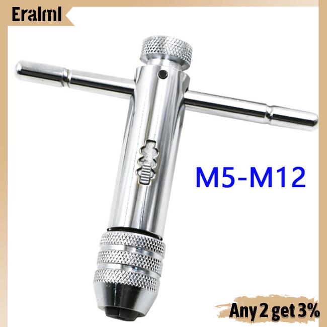 Emeralml ไม่มีก๊อก M5-M12 ปรับ T-handle Ratchet Tap Holder ประแจไม่มี Taps ออกแบบสําหรับ Taps Reamers สกรู Extractors