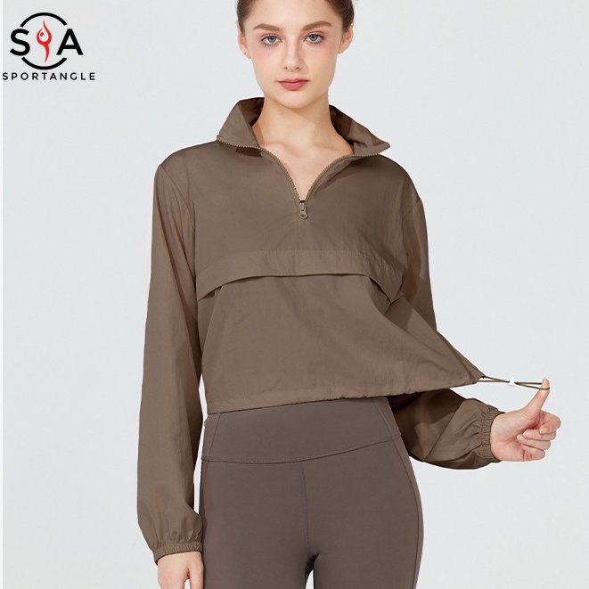【Sportsangel】เสื้อแจ็กเก็ต มีซิป ปรับได้ ป้องกันรังสียูวี สําหรับออกกําลังกาย เล่นโยคะ วิ่ง ฟิตเนส