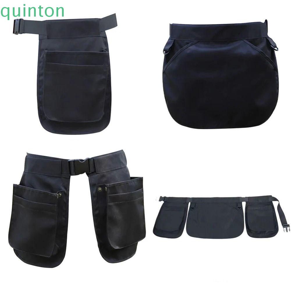Quinton กระเป๋าคาดเอว ผ้ากันเปื้อน อเนกประสงค์ กันน้ํา ทนต่อการสึกหรอ สีดํา ปรับได้ สําหรับเล่นกีฬากลางแจ้ง