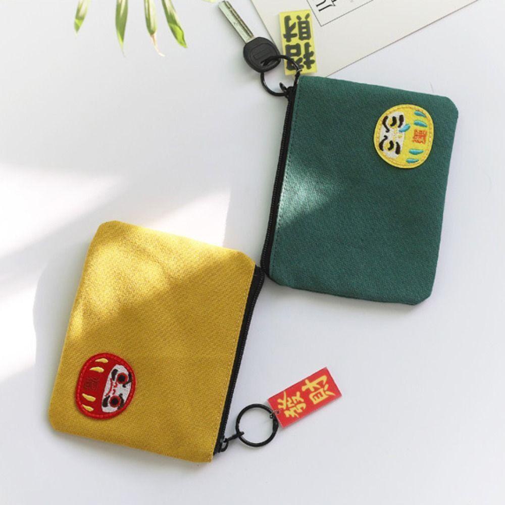 Caramelo Lucky Purse กระเป๋าใส่เหรียญความจุขนาดใหญ่ Lucky Charm ซองใส่บัตรผ้าแคนวาส
