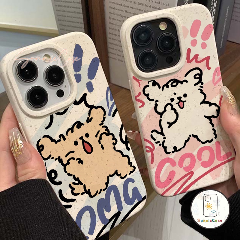 คู่รักหมีน่ารักการ์ตูนลูกสุนัขอ่อนย่อยสลายได้ iPhone 7Plus 11 15 14 12 13 Pro Max 8 6s 6 7 Plus X XR XS Max SE 2020