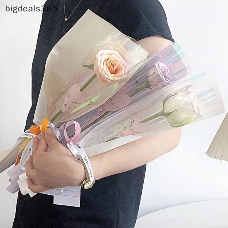 [bigdeals365] ถุงกระดาษแก้วใส่ช่อดอกกุหลาบ แบบใส สําหรับวันวาเลน 10 ชิ้น