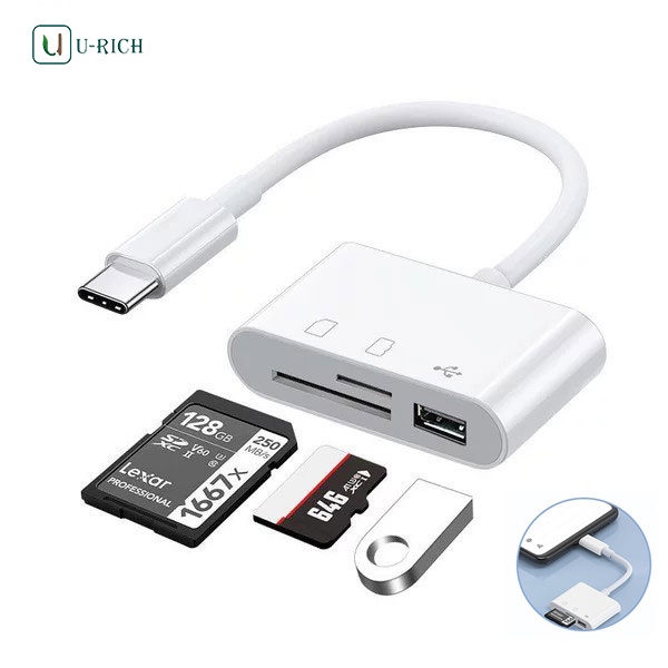มัลติฟังก์ชั่น อะแดปเตอร์ OTG สามในหนึ่งเดียว Type-c micro โทรศัพท์มือถือ การ์ดหน่วยความจ 2.0 USB+SD+TFการ์ดรีดเดอร์
