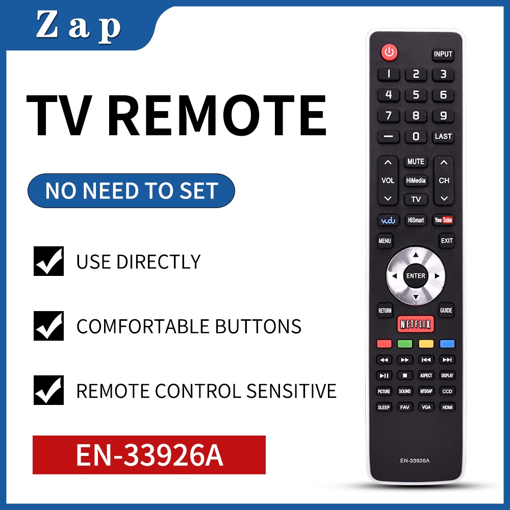 รีโมตคอนโทรล EN-33926A สําหรับ Hisense EN-33925A EN-33922A Smart LCD LED Television TV 40K366WB 32K20DW 23A320 32K26 55K610GW