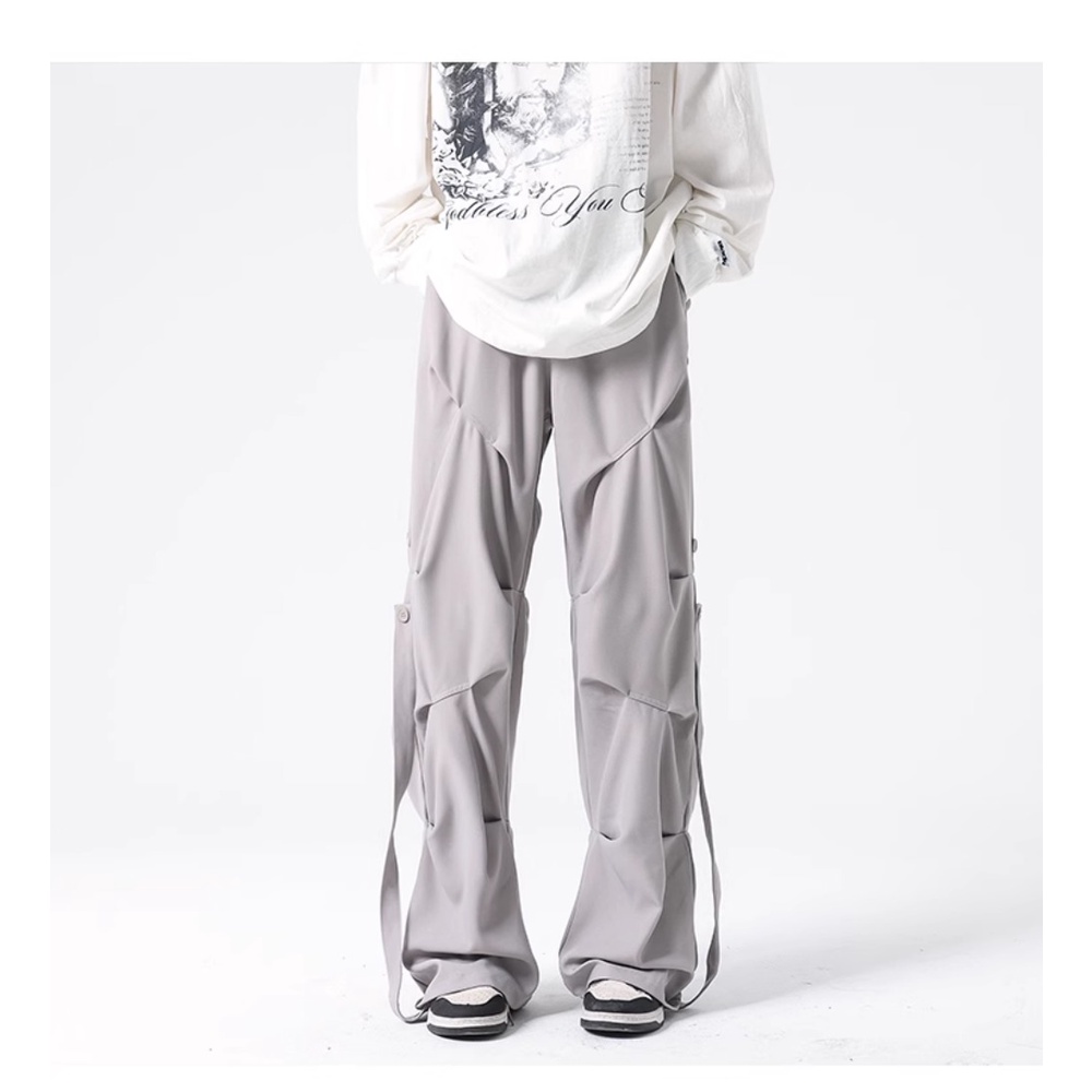 กางเกงลําลองกางเกงอินเทรนด์วรรณกรรมตรงอินเทรนด์ Overalls เยาวชนยอดนิยมฤดูใบไม้ผลิฤดูใบไม้ร่วงสีทึบหลวม Sportsman