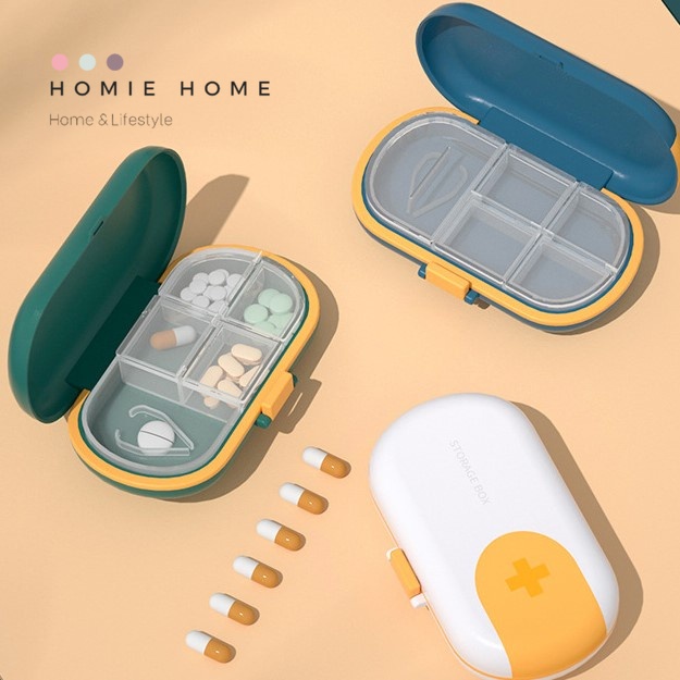 HH-555 ตลับใส่ยา มีที่่ตัดยา ตลับยาพกพา วัสดุคุณภาพดี ฝาปิดแน่สนิท