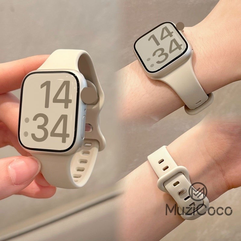 สายนาฬิกาข้อมือซิลิโคน สําหรับ smart  Watch Band 46 มม. 44 มม. 40 มม. 45 มม. 41 มม. Ultra 49 มม. 42 มม. 38 44 45 มม. iWatch series 10 9 8 7 se 3 4 5 6