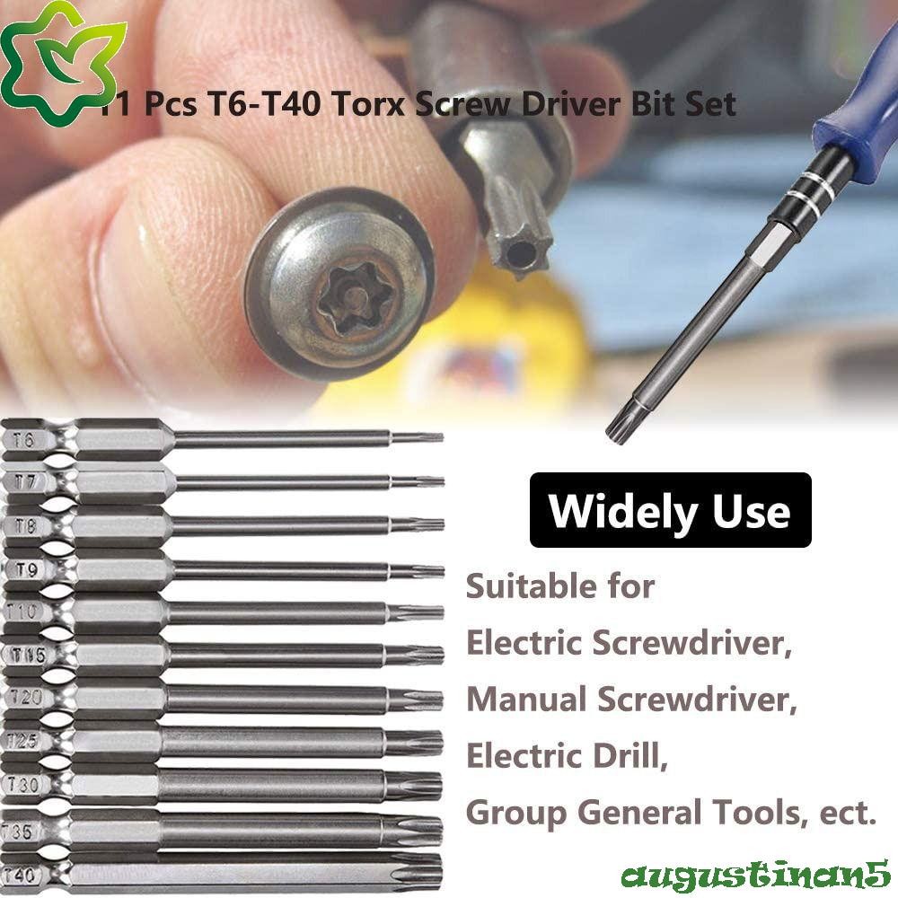 Augustinan 11 ชิ้น Hex Bits Driver Tamper,แบนหัว Hollow Torx ไขควง,ทนทาน Proof Security 1/4 "75/100 มิลลิเมตรไขควงเครื่องมือ