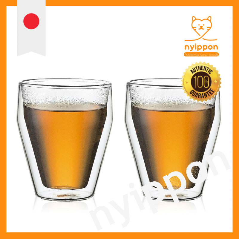 BODUM TITLIS Double Wall Glass Tumblers - Set of 2 (350ml, 250ml, 450ml) - Heat-Resistant, Thermal I