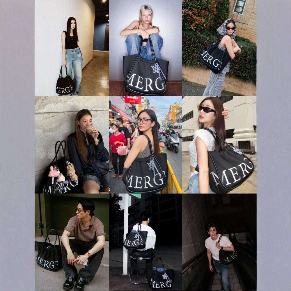 Back2life Letter Canvas Bag, Letter Tote Handbag Drawstring Shoulder Bag, Casual Fashion Thai Portable Cloth Bag Travel