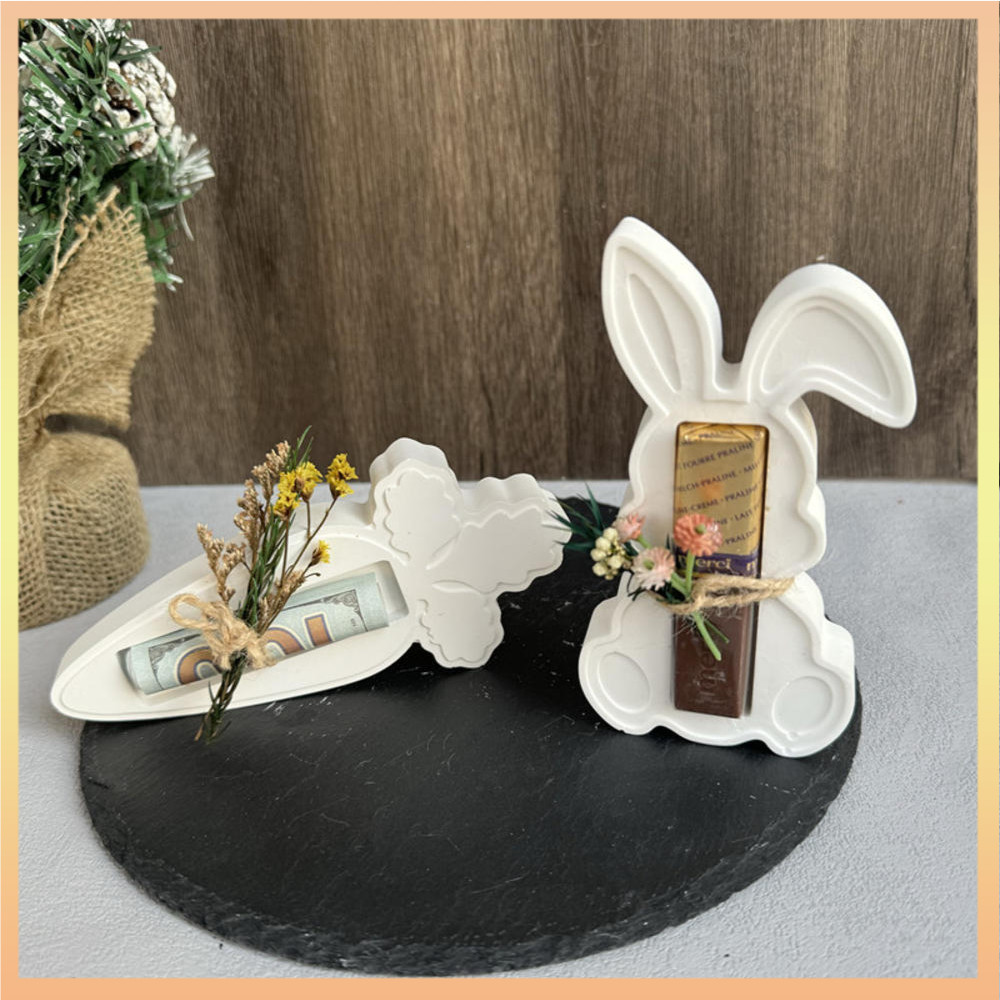 อีสเตอร์กระต่ายแครอทช็อคโกแลตผู้ถือซิลิโคนแม่พิมพ์กระต่ายผู้ถือลูกอมเงินสดผู้ถือของขวัญพลาสเตอร์แม่พิมพ์หยดแม่พิมพ์