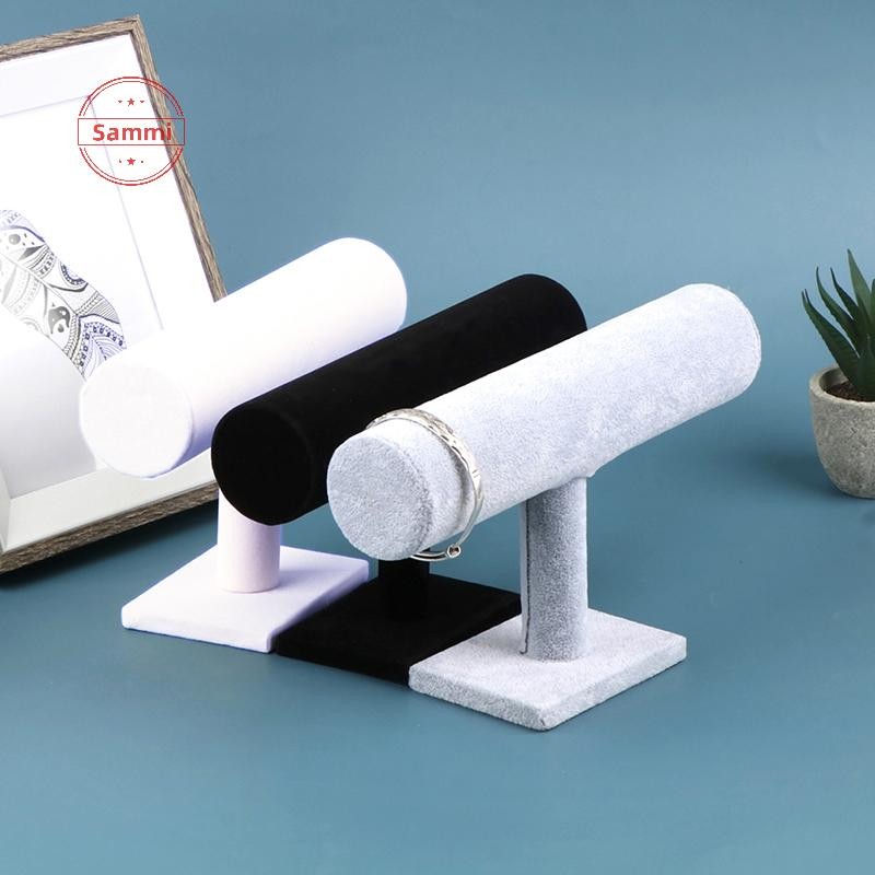 Sammi กํามะหยี่ยืนแสดงเครื่องประดับสร้อยข้อมือสร้อยคอกําไลข้อมือนาฬิกา Hairclip Headdress Organizer ผู้ถือ T-Bar Rack TH