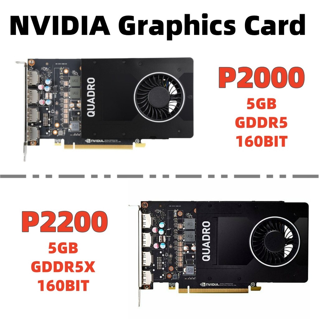 NVidia Quadro P2000 P2200 5GB GDDR5X PCI-E กราฟิกการ์ดวิดีโอ 4x DisplayPort