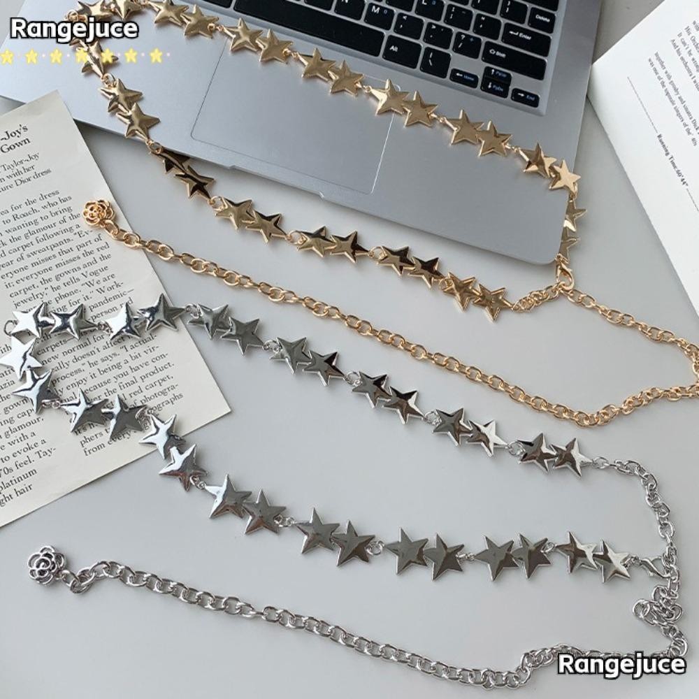 Rangejuce เข็มขัดโซ่รูปดาวห้าแฉก, INS สไตล์อเนกประสงค์พู่เอว, Y2K ปรับ Vintage โลหะ Star เอวโซ่ผู้หญิงตกแต่งเครื่องประดับ