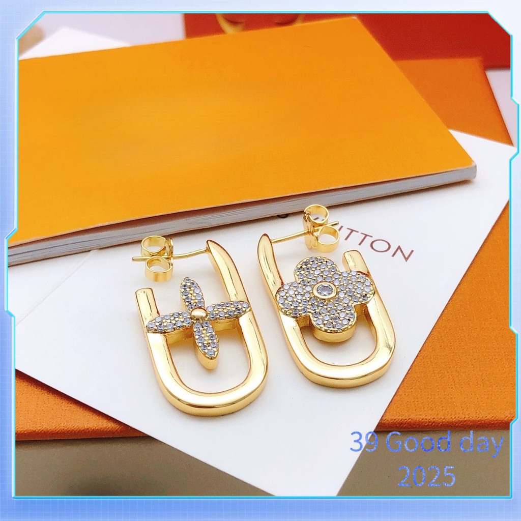 [L-home] S925 แฟชั่นหรูหราโคลเวอร์สี่ใบสายตายาวต่างหูสตั๊ดหญิง/ 02101