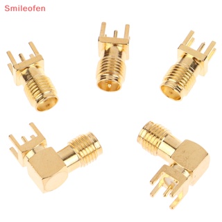 [Smileofen] อะแดปเตอร์ปลั๊กซ็อกเก็ตเชื่อมต่อ RF ทองแดง SMA ตัวเมีย แจ็คตัวผู้ PCB มุมขวา 2 ชิ้น