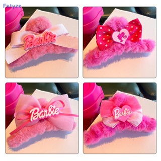 Fstyzx กิ๊บติดผม รูปตุ๊กตาบาร์บี้ ฉลามน่ารัก ประดับโบว์ สีแดง สําหรับผู้หญิง