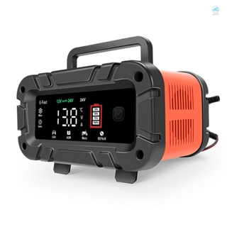 E-fast อุปกรณ์ชาร์จแบตเตอรี่รถยนต์ 12V 24V อัจฉริยะ พร้อมหน้าจอ LCD ดิจิทัล สําหรับรถยนต์ รถบรรทุก