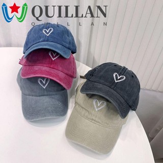 Quillan หมวกเบสบอล ผ้าฝ้าย ปักลายหัวใจ สไตล์เกาหลี ฮิปฮอป สําหรับผู้ชาย และผู้หญิง