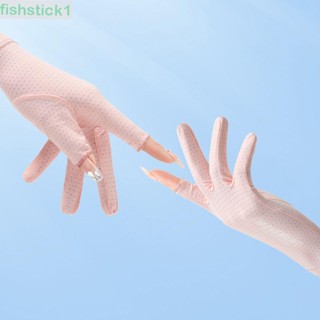 Fishstick1 ถุงมือกันแดด ผ้าเรยอน พิมพ์ลายตัวอักษร เรียบง่าย สีพื้น แฟชั่นฤดูร้อน สําหรับผู้หญิง