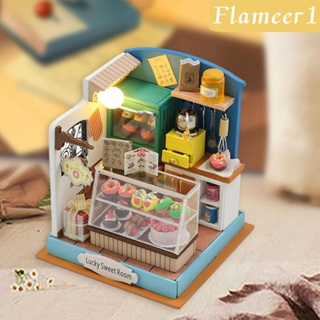 [flameer1] โมเดลบ้านตุ๊กตาจิ๋ว พร้อมเฟอร์นิเจอร์เหมือนจริง มีไฟ LED DIY