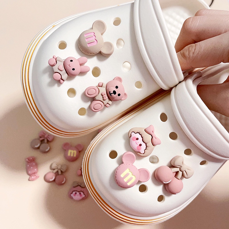 น่ารัก Candy กระต่าย Jibits สําหรับ designks สตรอเบอร์รี่ jibits Bowknot หมีออกแบบ Jibitz Charm จําลองออกแบบ Pin สําหรับผู้หญิงรองเท้าอุปกรณ์เสริม