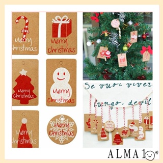 Alma ป้ายแท็กไม้ ลายสโนว์แมน ซานต้าคลอส น่ารัก แฮนด์เมด DIY สําหรับแขวนตกแต่งบ้าน