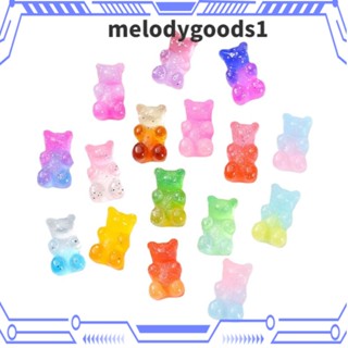 Melodygoods1 ลูกปัดเรซิ่น รูปหมี ประดับกลิตเตอร์ หลากสี สําหรับทําเครื่องประดับ DIY