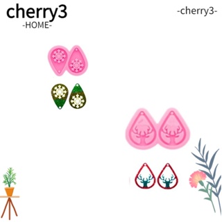 Cherry3 แม่พิมพ์ซิลิโคนเรซิ่น รูปกวาง เกล็ดหิมะ กวาง สีชมพู 5 ซม. สําหรับทําต่างหู งานฝีมือ 2 ชิ้น