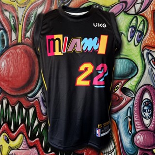 เสื้อกีฬาบาสเก็ตบอล NBA Miami Heat team Miami Heat # bk0030 city Jimmy Butler #22 ขนาด S-5XL