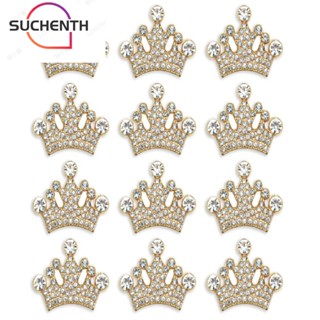 Suchenth มงกุฎอัลลอย แฮนด์เมด ประดับเพชรเทียม สีทอง ขนาด 0.98 * 1.26 นิ้ว สําหรับทําเครื่องประดับ งานฝีมือ DIY 24 ชิ้น